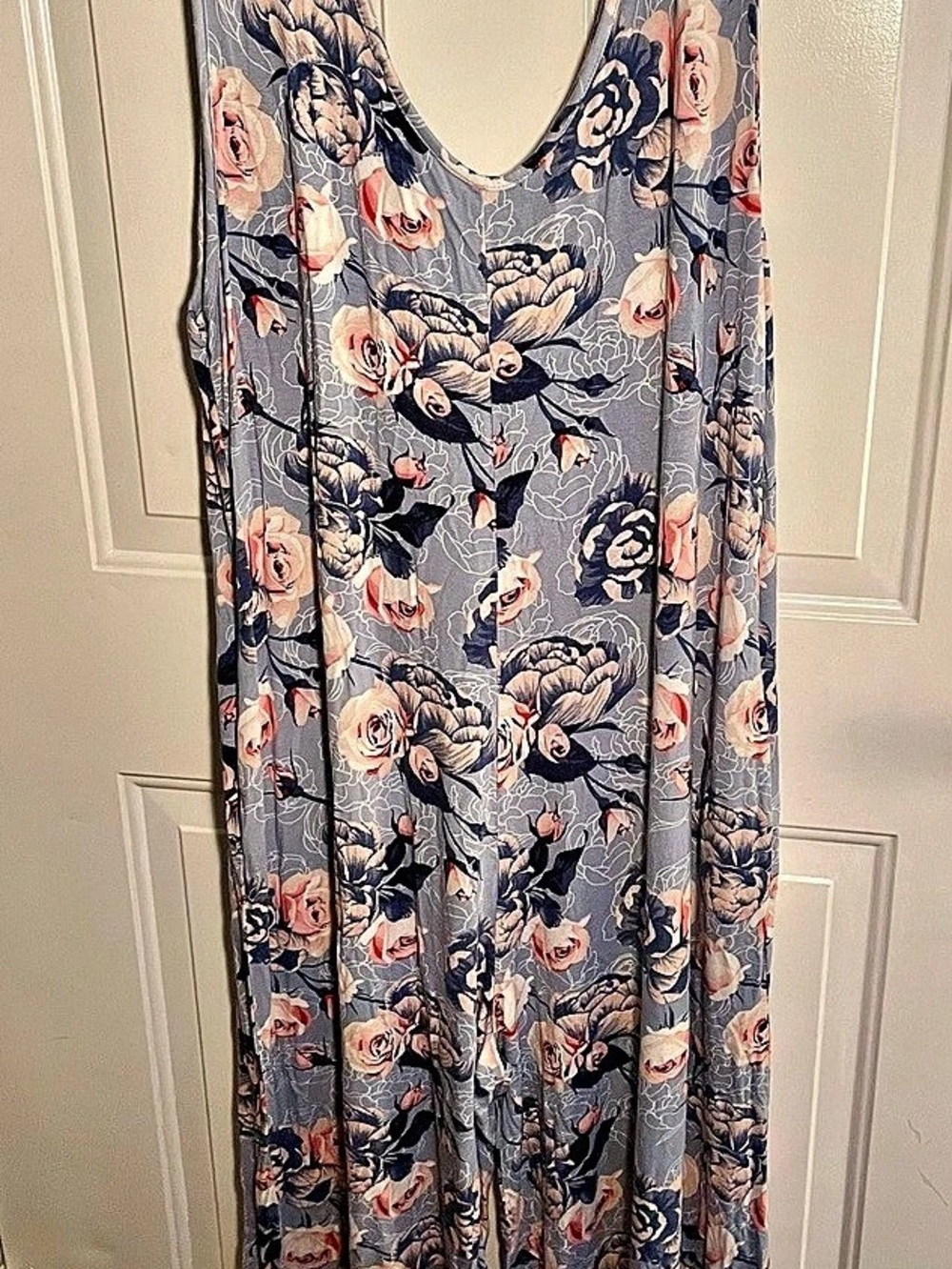 LuLaRoe 2X Blue Floral Wide Leg Jumpsuit with Pockets | Boho jumpsuit